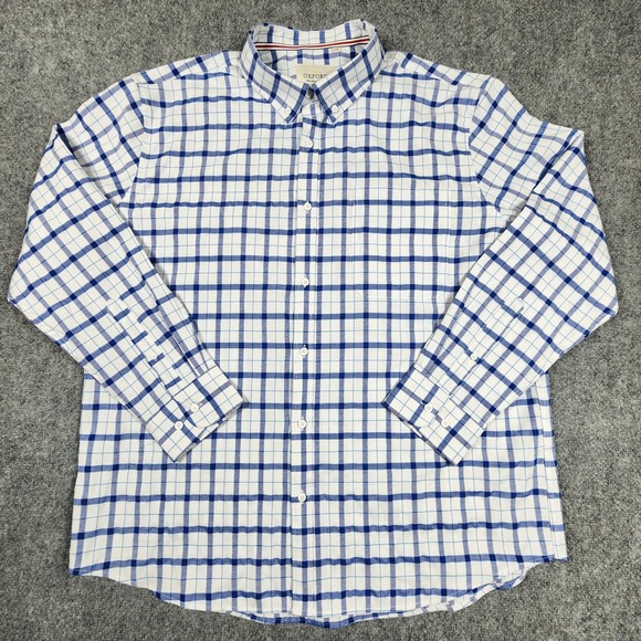 Oxford Men's Luxury Collection Other - Oxford Mens Luxury Collection Blue White Plaid Button Down Shirt 2XL Long Sleeve